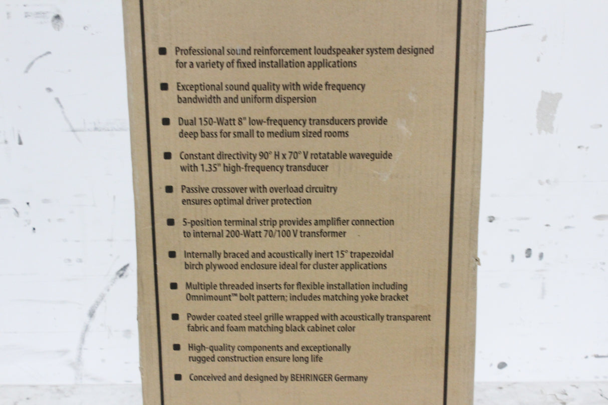 Behringer CL208T EUROCOM Compact 200W 2-Way 70/100V Loudspeaker System