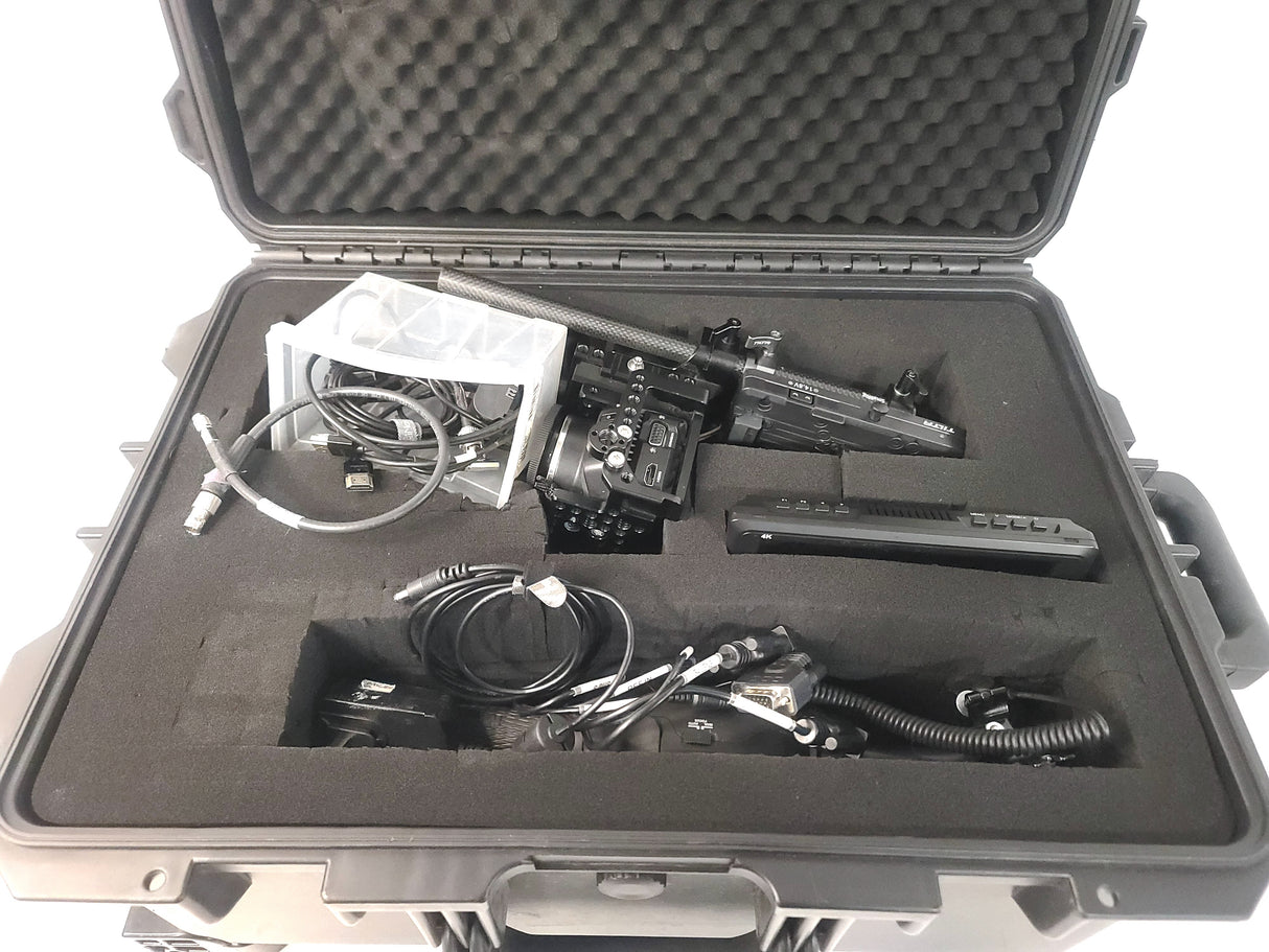 Blackmagic Design SmallRig Studio Camera w/ (1) Feelworld FW279S 7" 4K Ultra-Bright Monitor, (1) Panasonic H-HS12035 Lens, & (1) Panasonic H-PS45175 Lens in Lykus Hard Case