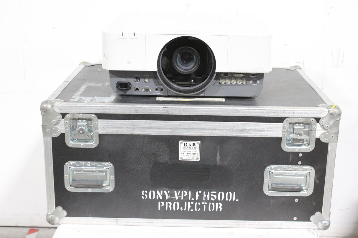 Sony VPL-FH500L (7,000 Lumens) Projector w/ Remote, (2) VGA Cables, PSU Cables in Wheeled Hard Case (Check Notes)