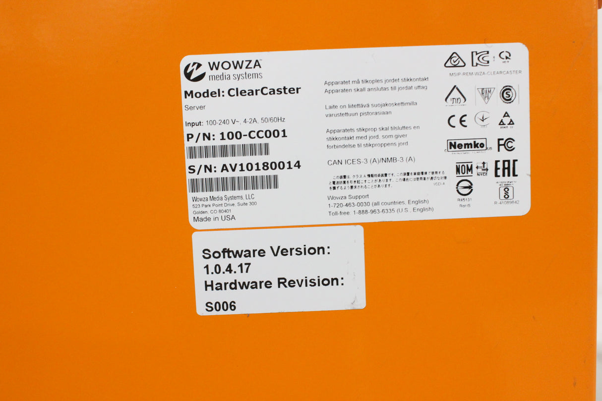 Wowza Media Systems ClearCaster 6G-SDI &amp; HDMI Live Broadcast Streaming Encoder