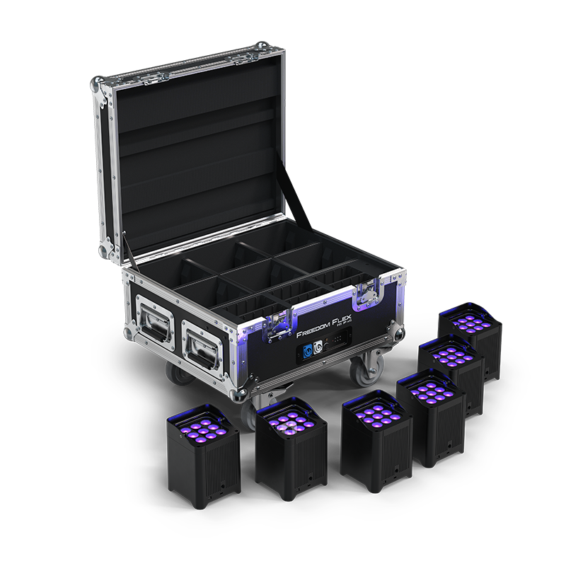 CHAUVET DJ Freedom Flex H9 IP Weather-Resistant Battery-Powered RGBAW+UV LED PAR Kit with Charging Case (6-Pack)