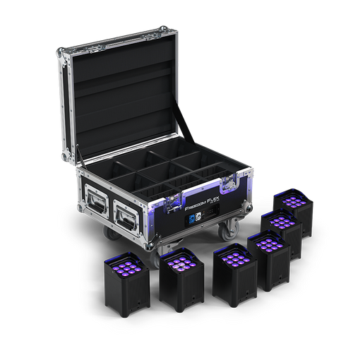 CHAUVET DJ Freedom Flex H9 IP Weather-Resistant Battery-Powered RGBAW+UV LED PAR Kit with Charging Case (6-Pack)
