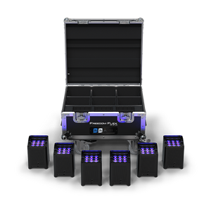CHAUVET DJ Freedom Flex H9 IP Weather-Resistant Battery-Powered RGBAW+UV LED PAR Kit with Charging Case (6-Pack)