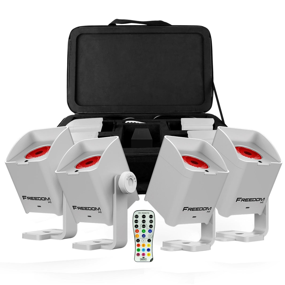 CHAUVET DJ Freedom H1 Battery-Powered Wireless LED Wash Light System (4 Fixtures, White Housing)