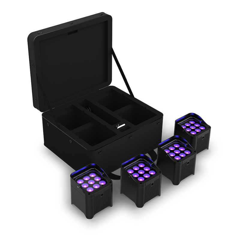 CHAUVET DJ Freedom Par H9 IP X4 Battery-Powered IP54 RGBAW+UV LED PAR Kit with Bag, Remote, and Multi-Charger (4-Pack)