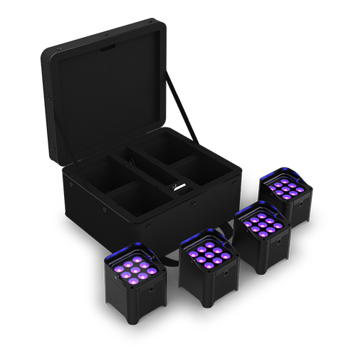 CHAUVET DJ Freedom Par H9 IP X4 Battery-Powered IP54 RGBAW+UV LED PAR Kit with Bag, Remote, and Multi-Charger (4-Pack)