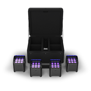 CHAUVET DJ Freedom Par H9 IP X4 Battery-Powered IP54 RGBAW+UV LED PAR Kit with Bag, Remote, and Multi-Charger (4-Pack)