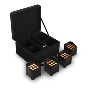 CHAUVET DJ Freedom Par Q9 X4 True Wireless RGBA LED PAR Kit with Carrying Bag, Remote, and Multi-Charger (4-Pack)