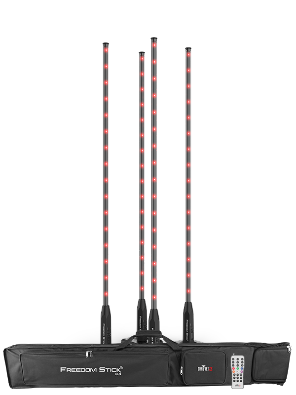 CHAUVET DJ Freedom Stick X4 Battery-Powered RGB LED Tube Kit with Stands & Case (4-Pack)