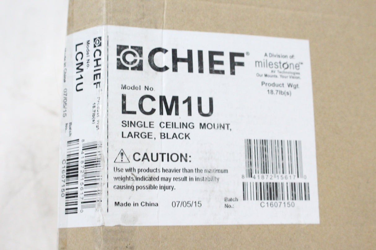 Chief LCM1U Single Ceiling Mount (Large Black) (side of box ripped)