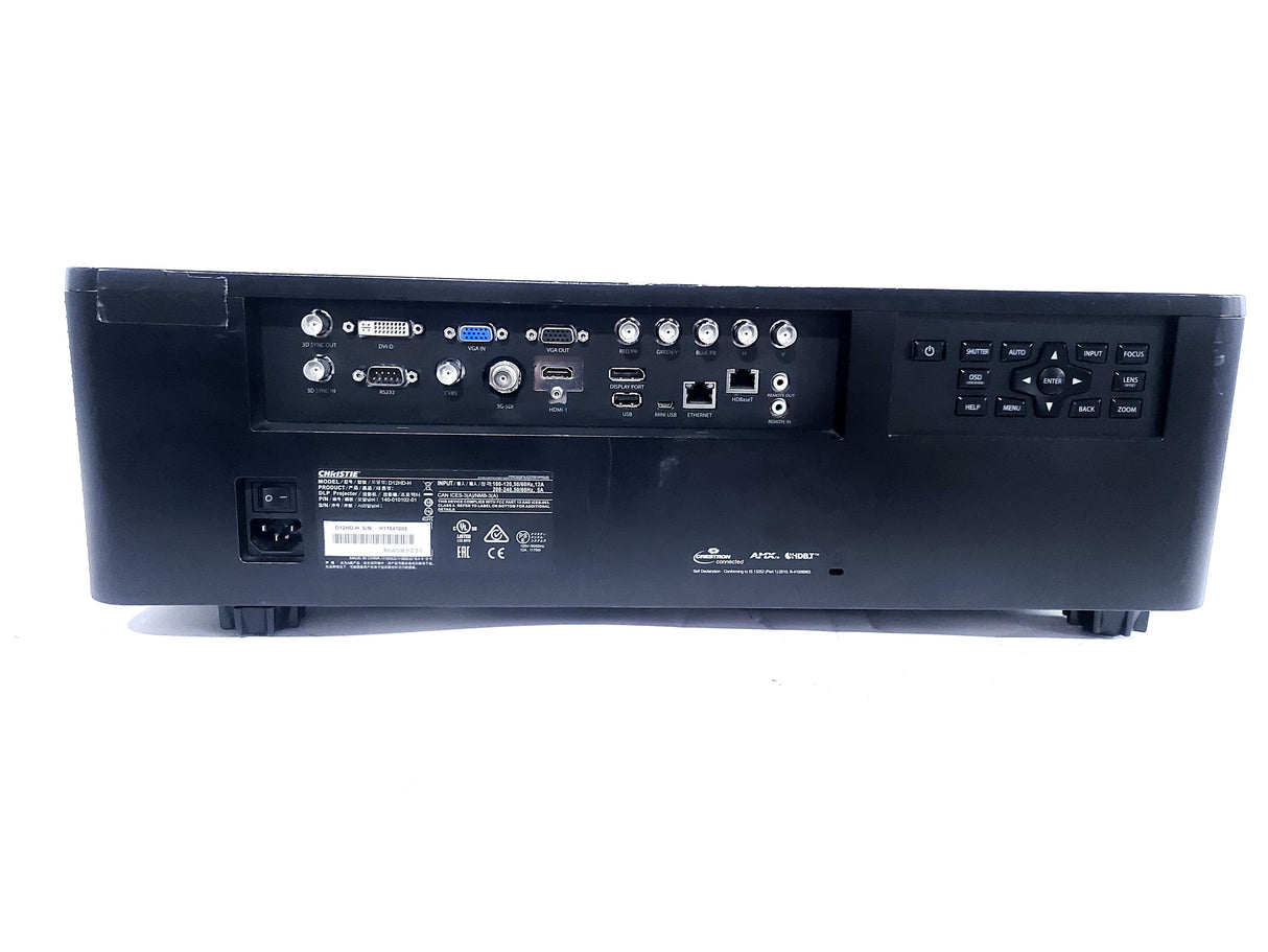 Christie D12HD-H 10,000 Lumen 1DLP Large Venue Projector (1126 Op Hours) w/ Remote Control in Hard Wheeled Case