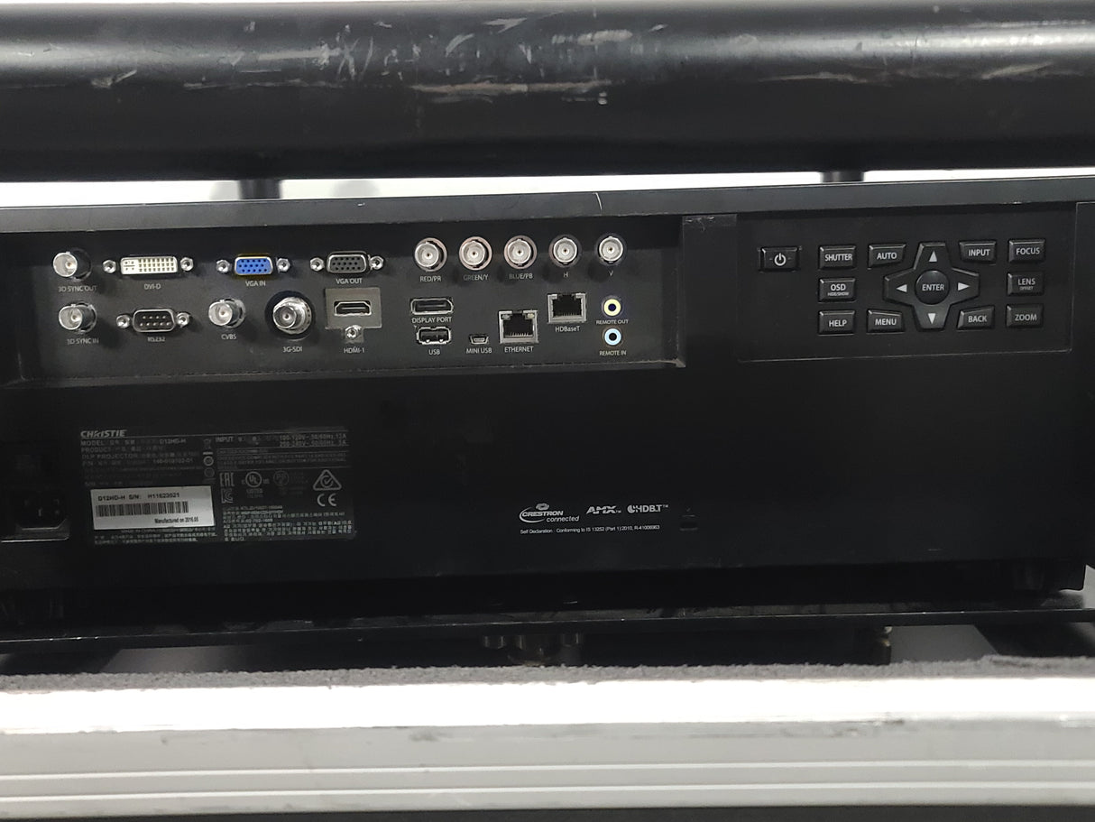 Christie D12HD-H (Lamp 1 101, Lamp 2 179 Hours) 10,000 Lumens HD 0.95" DLP x 1 1080P Large Venue Projector (NO LENS) In Wheeled Road Case