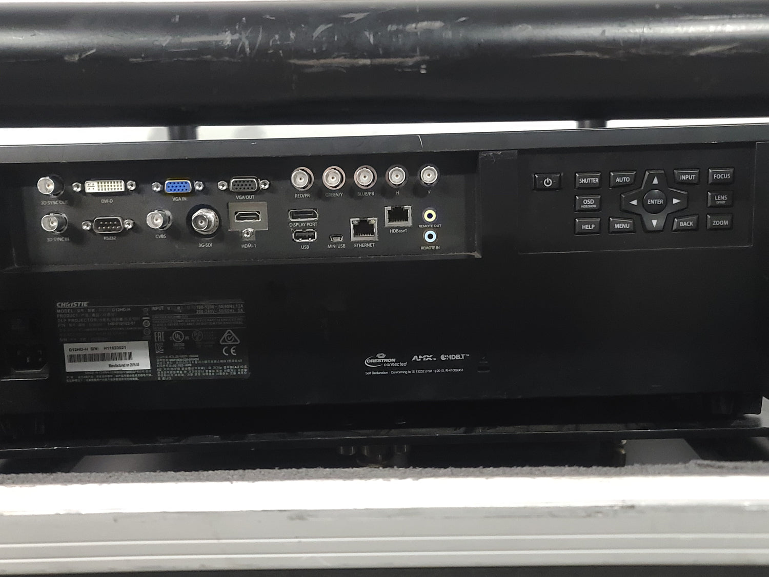 Christie D12HD-H (Lamp 1 101, Lamp 2 179 Hours) 10,000 Lumens HD 0.95" DLP x 1 1080P Large Venue Projector (NO LENS) In Wheeled Road Case