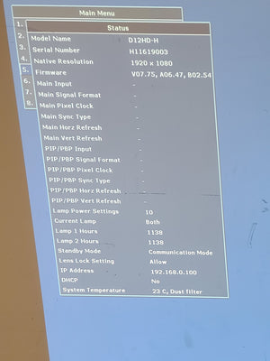 Christie D12HD-H (Lamp 1 1138, Lamp 2 1138 Total Hours) 10,000 Lumens HD 0.95" DLP x 1 1080P Large Venue Projector (NO LENS) In Wheeled Road Case