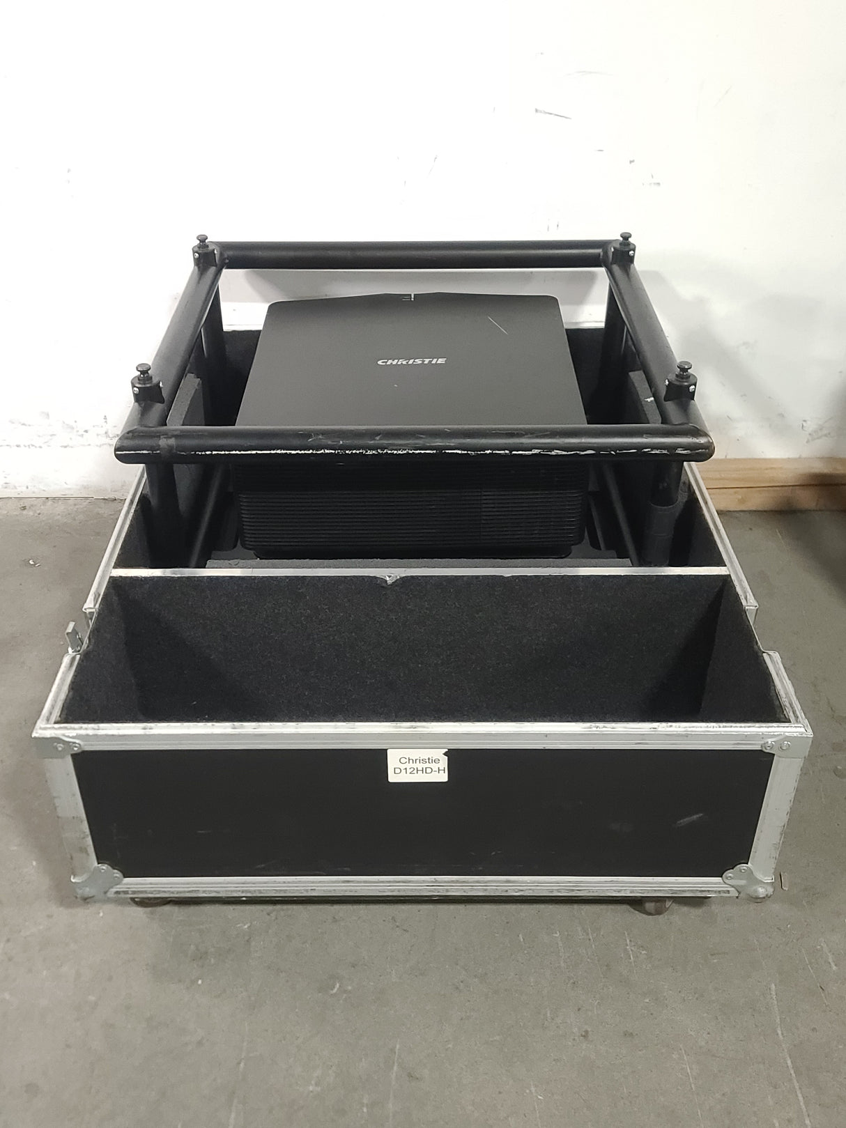 Christie D12HD-H (Lamp 1 584, Lamp 2 574 Hours) 10,000 Lumens HD 0.95" DLP x 1 1080P Large Venue Projector (NO LENS) In Wheeled Road Case