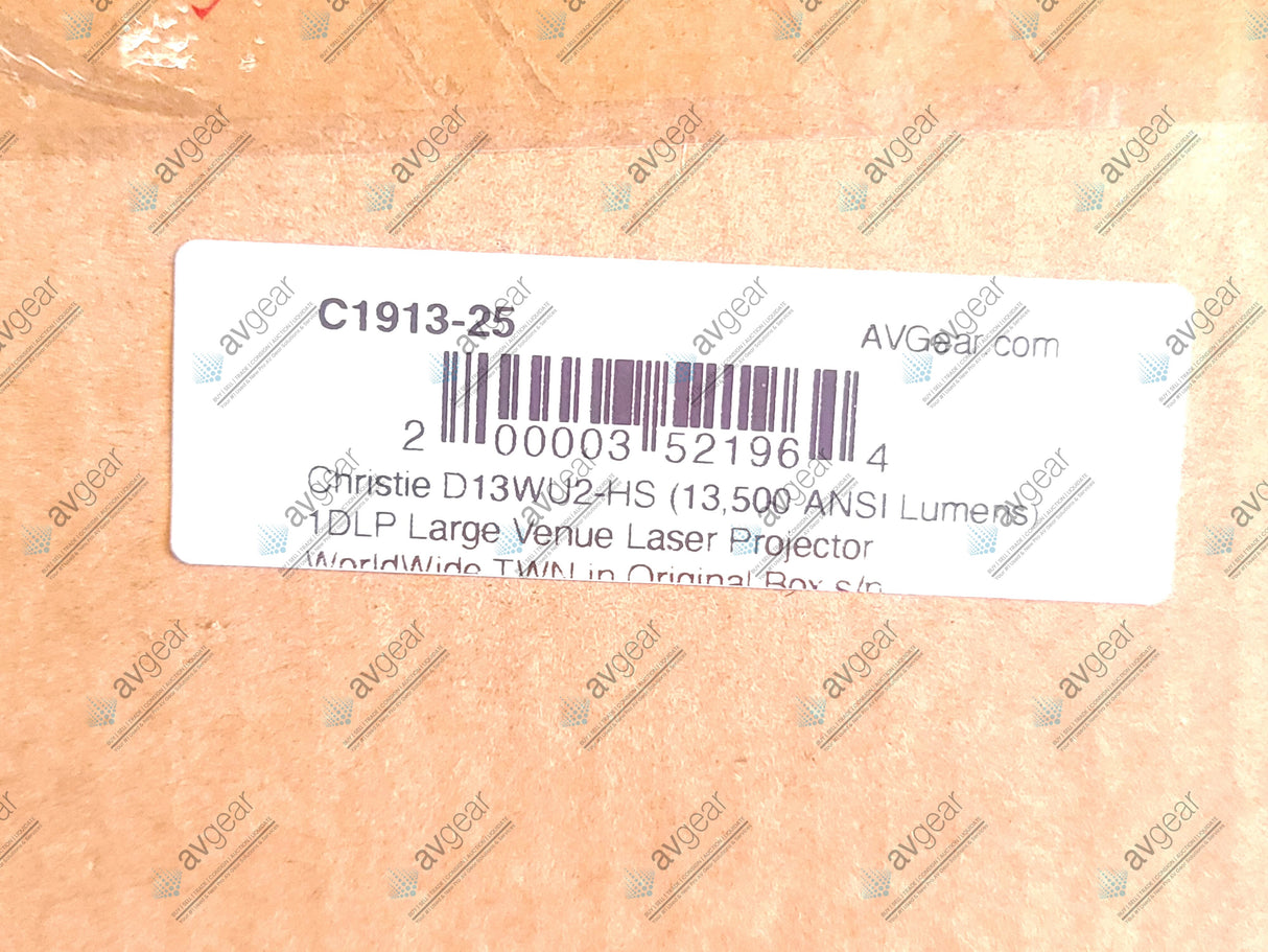 Christie D13WU2-HS (13,500 ANSI Lumens) 1DLP Large Venue Laser Projector WorldWide TWN in Original Box s/n R012151501 . 58 Hours (FACTORY RECONDITIONED 1-Year Warranty)(LENS NOT INCLUDED)