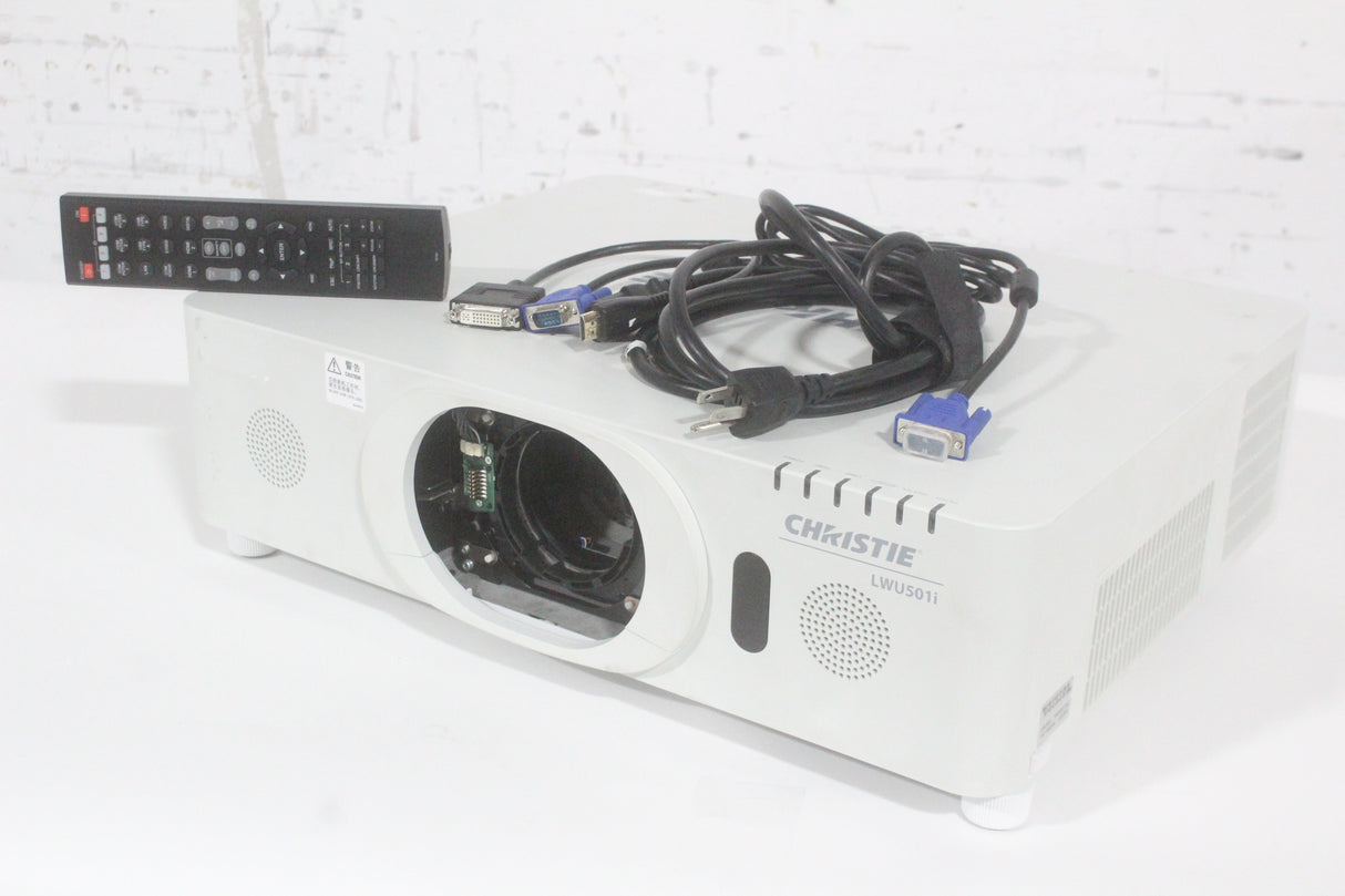 Christie LWU501i (5,000 Lumen) 3 Chip WUXGA LCD Conference Projector (92 Op Hours) w/ Remote, PSU in Hard Rolling Case (1688-177)