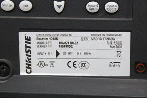 Christie Roadster HD18K 1080 HD 18000 LUMEN 3-Chip DLP Digital Projector (Powers ON - Lamp Failed To Strike)