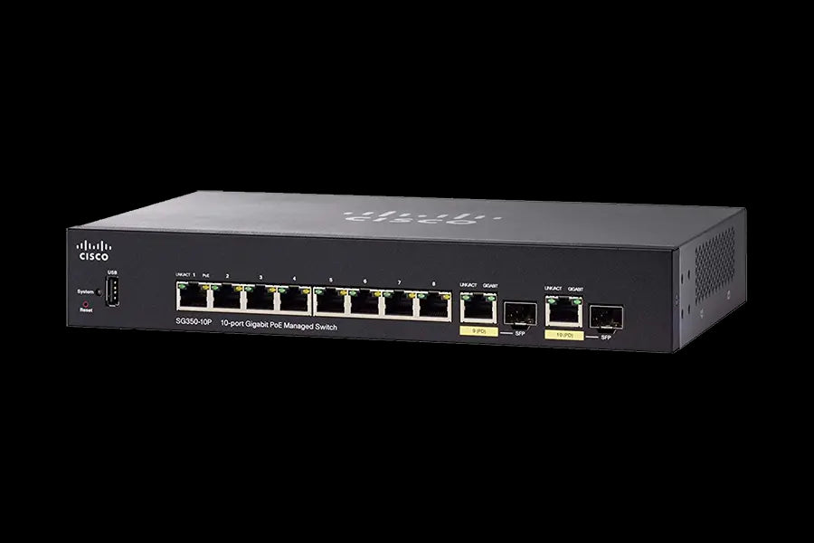 Cisco SG350-10P 10-Port Gigabit PoE Network Switch