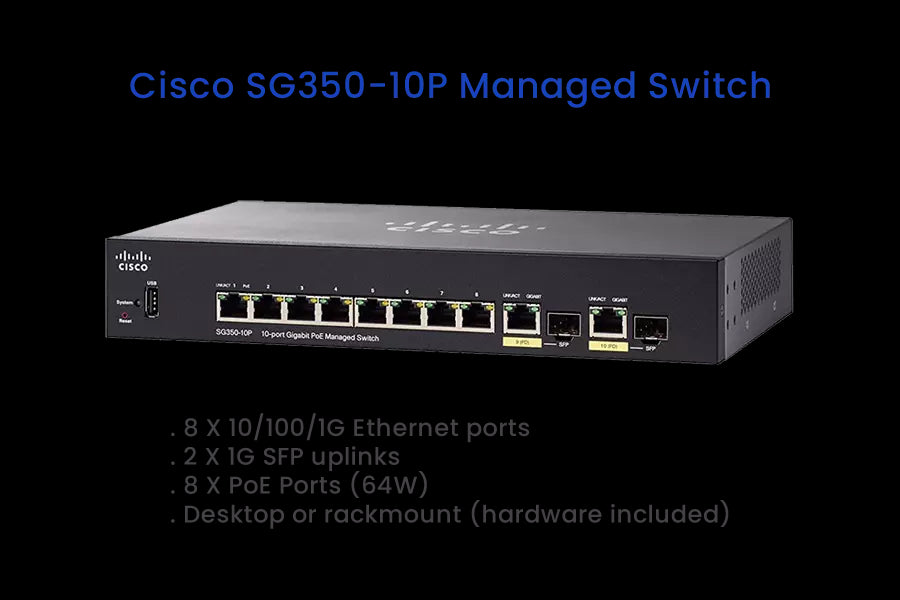Cisco SG350-10P 10-Port Gigabit PoE Network Switch