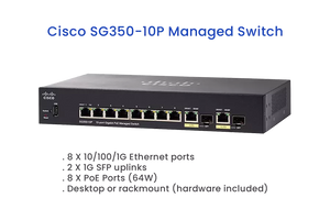 Cisco SG350-10P 10-Port Gigabit PoE Network Switch