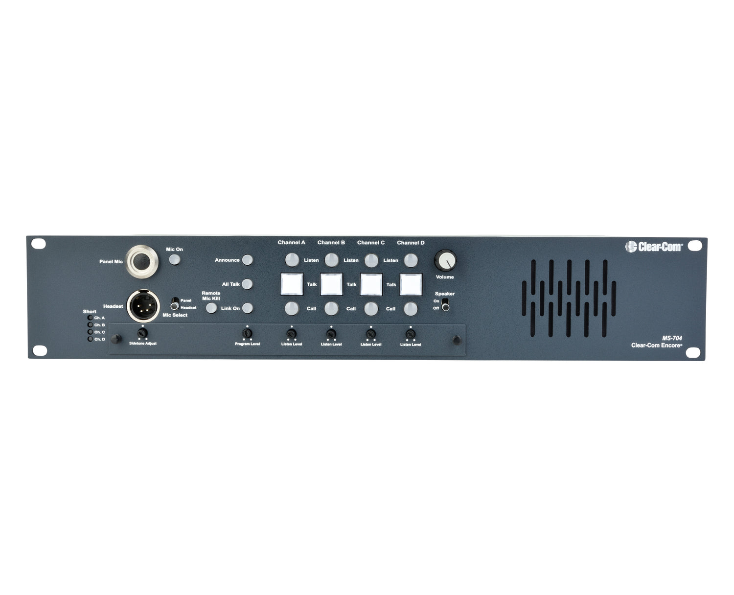 Clear-Com MS-704 2RU 4-Channel Main Station w/ Gooseneck Microphone