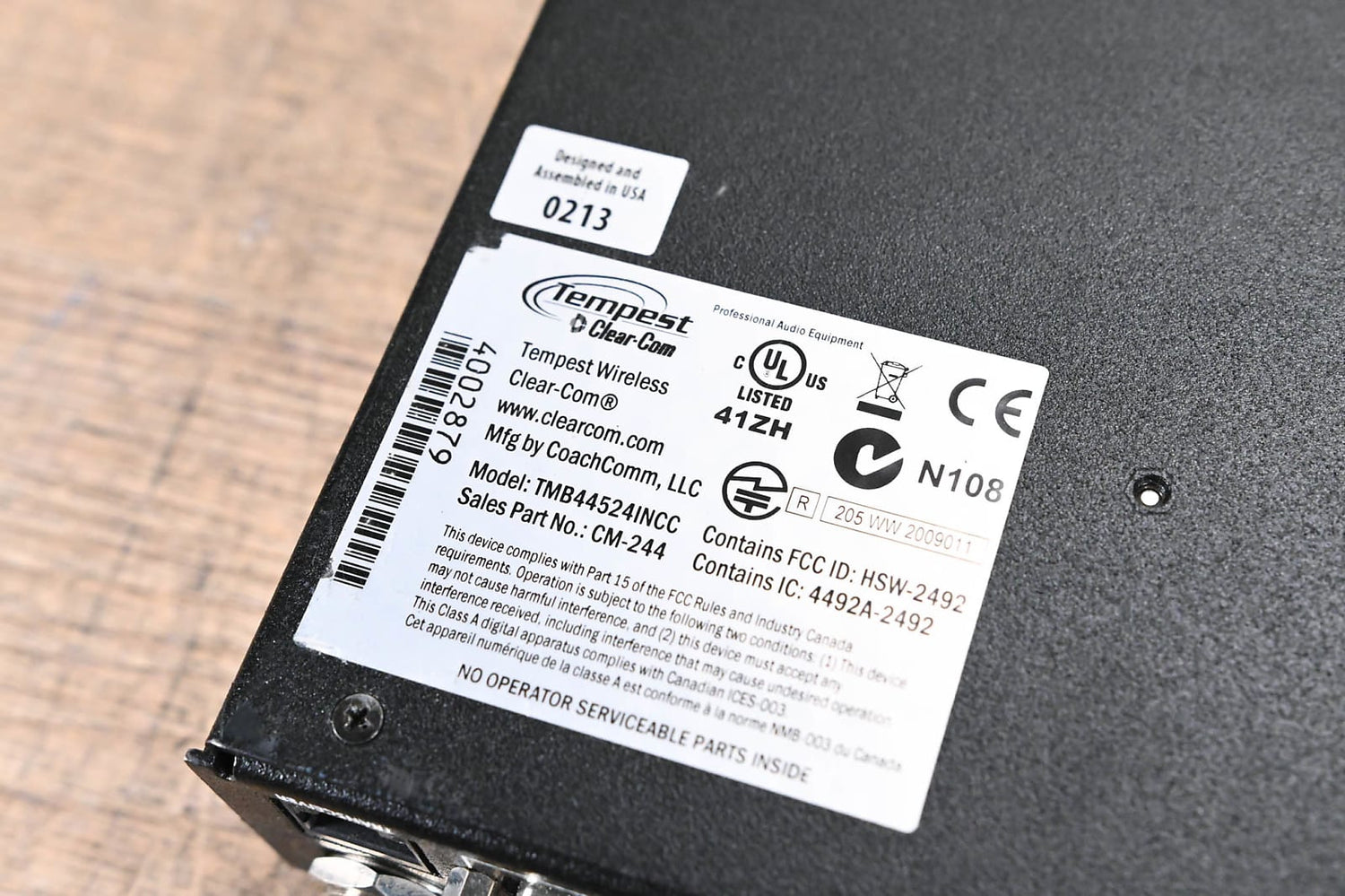 Clear-Com TMB44524INCC CM-244 Tempest 2.4GHz Series BaseStation