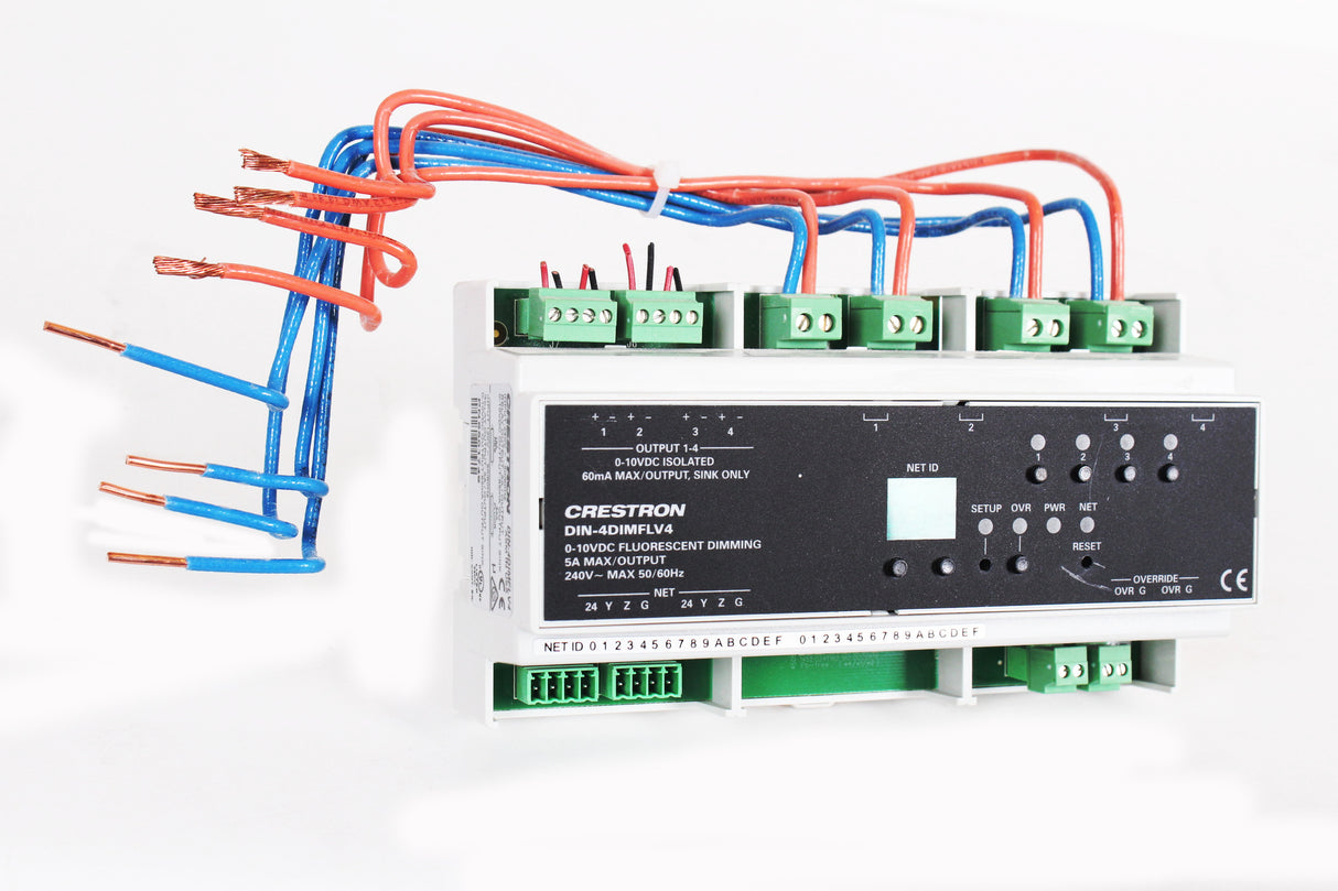 Crestron DIN-4DIMFLV4 DIN Rail 0-10V Dimmer Module, 4 feeds, 4 channels