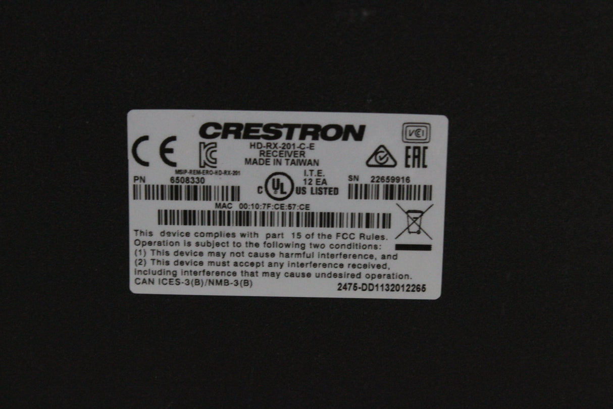 Crestron HD-RX-201-C-E HDMI Over CAT Multiformat Switch and Receiver