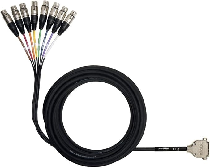 Shure 25' 8 Channel DB25 to TRS Audio Snake Cable for SCM820-DB25 Digital IntelliMix Automatic Mixer