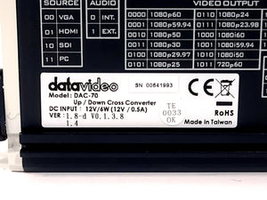 Datavideo DAC-70 SD/HD/3G-SDI Up/Down/Cross Converter w/ PSU