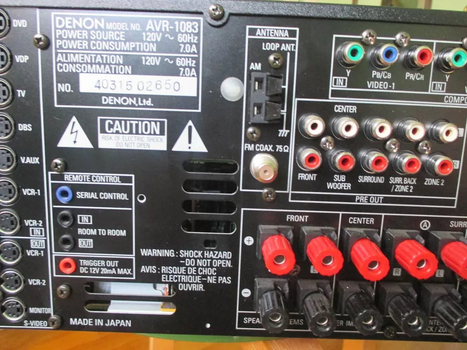 Denon AVR-1083 Dolby 7.1 Surround Sound Receiver