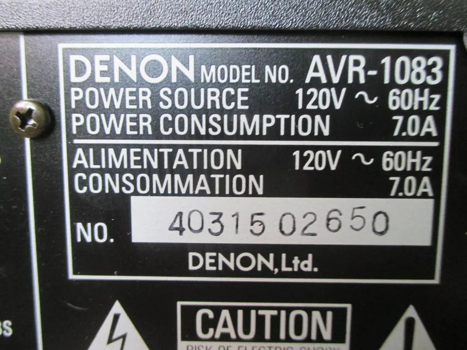 Denon AVR-1083 Dolby 7.1 Surround Sound Receiver