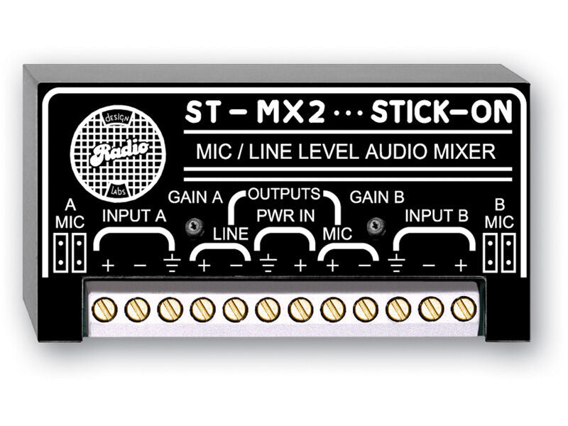 RDL ST-MX2 2CH Stick-On Series Mic/Line Level Audio Mixer