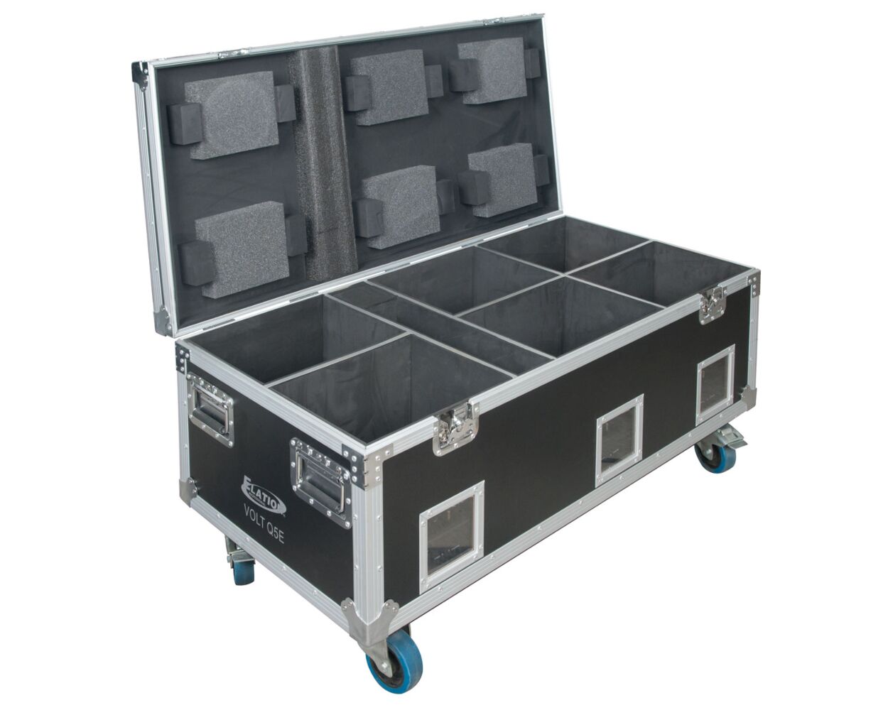 Elation VOLT Q5E Six Pack Charging Road Case and Six Volt Q5E LED Fixtures