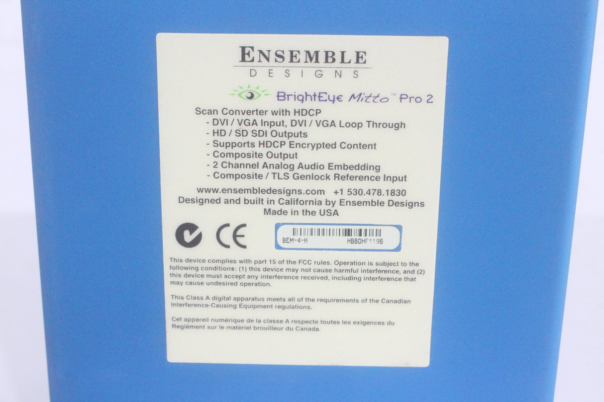 Ensemble Designs BrightEye Mitto Pro 2 Scan Converter w/ HDCP