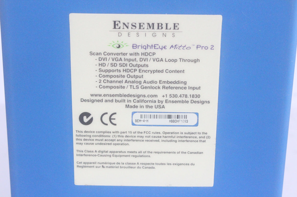 Ensemble Designs BrightEye Mitto Pro 2 Scan Converter w/ HDCP
