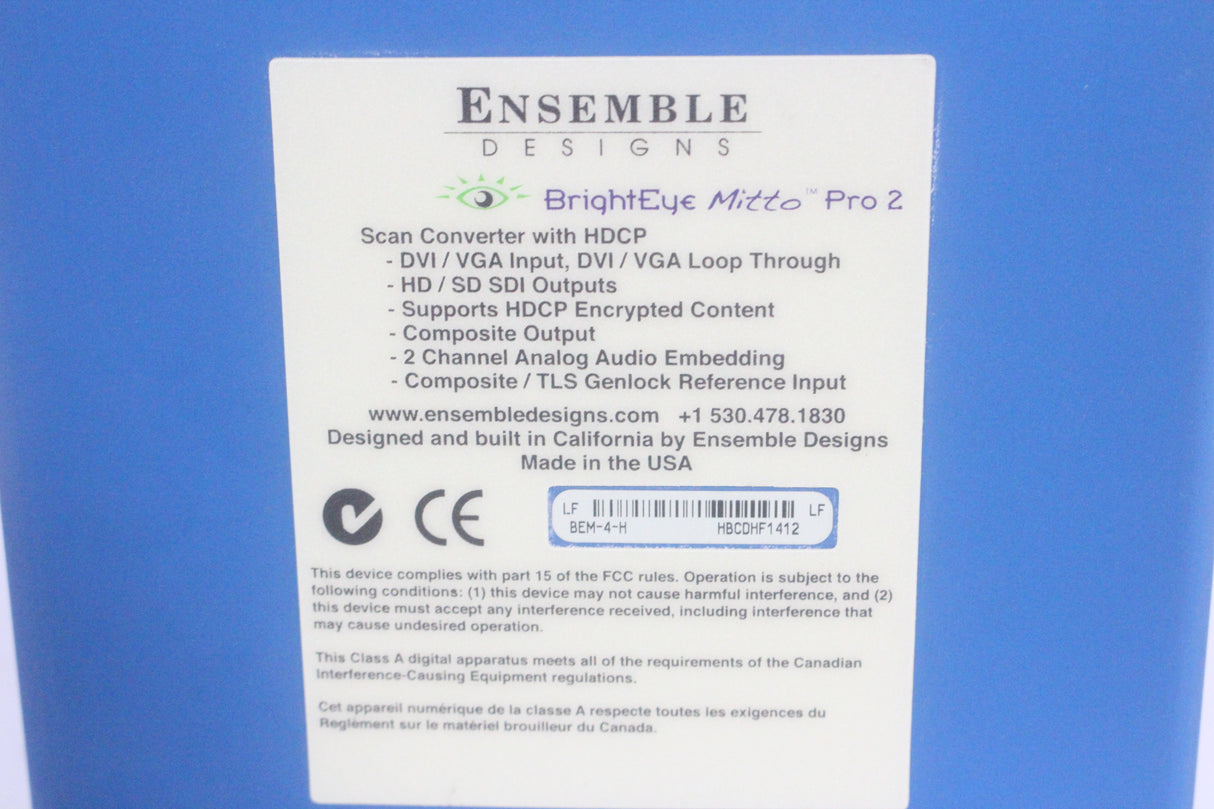 Ensemble Designs BrightEye Mitto Pro 2 Scan Converter w/ HDCP