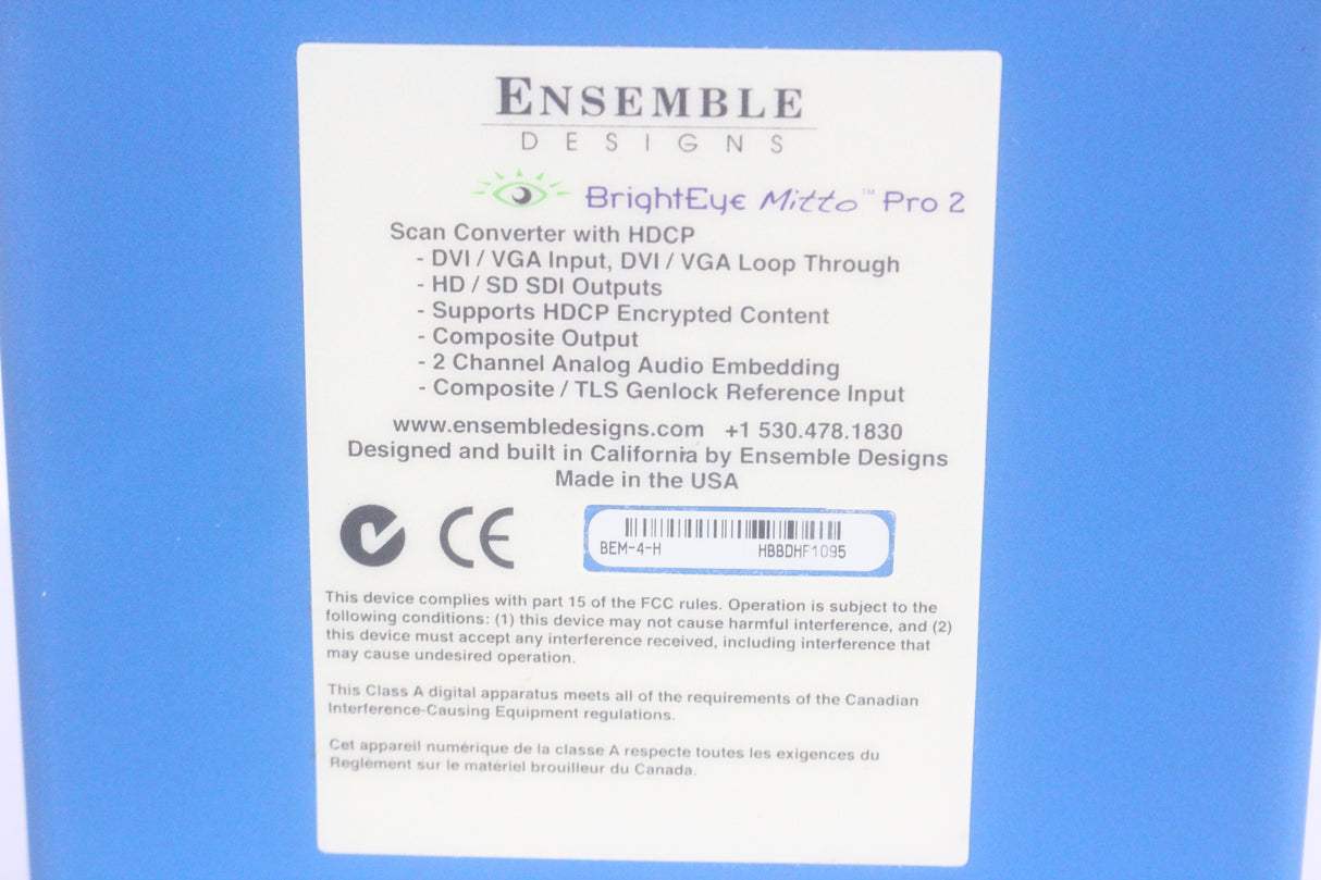 Ensemble Designs BrightEye Mitto Pro 2 Scan Converter w/ HDCP