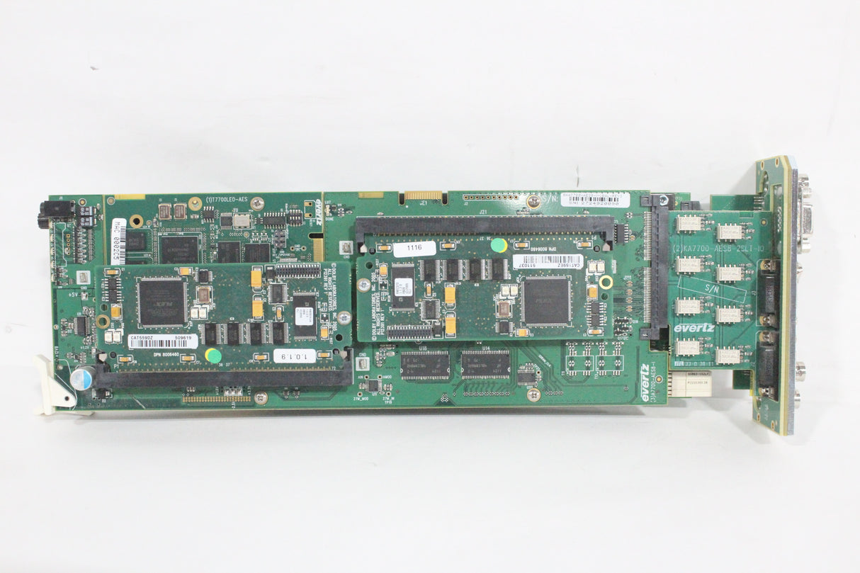 Evertz 7812XC-AES8-3G +DD 3G &amp; HD Dolby Cross Converter 7800FR +3RU Backplane (FOR PARTS)