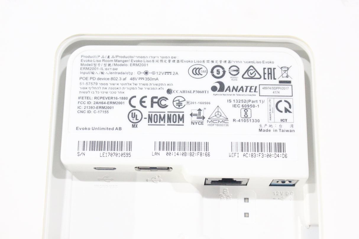Evoko ERM2001 Wall Mounted Room Manager Tablet