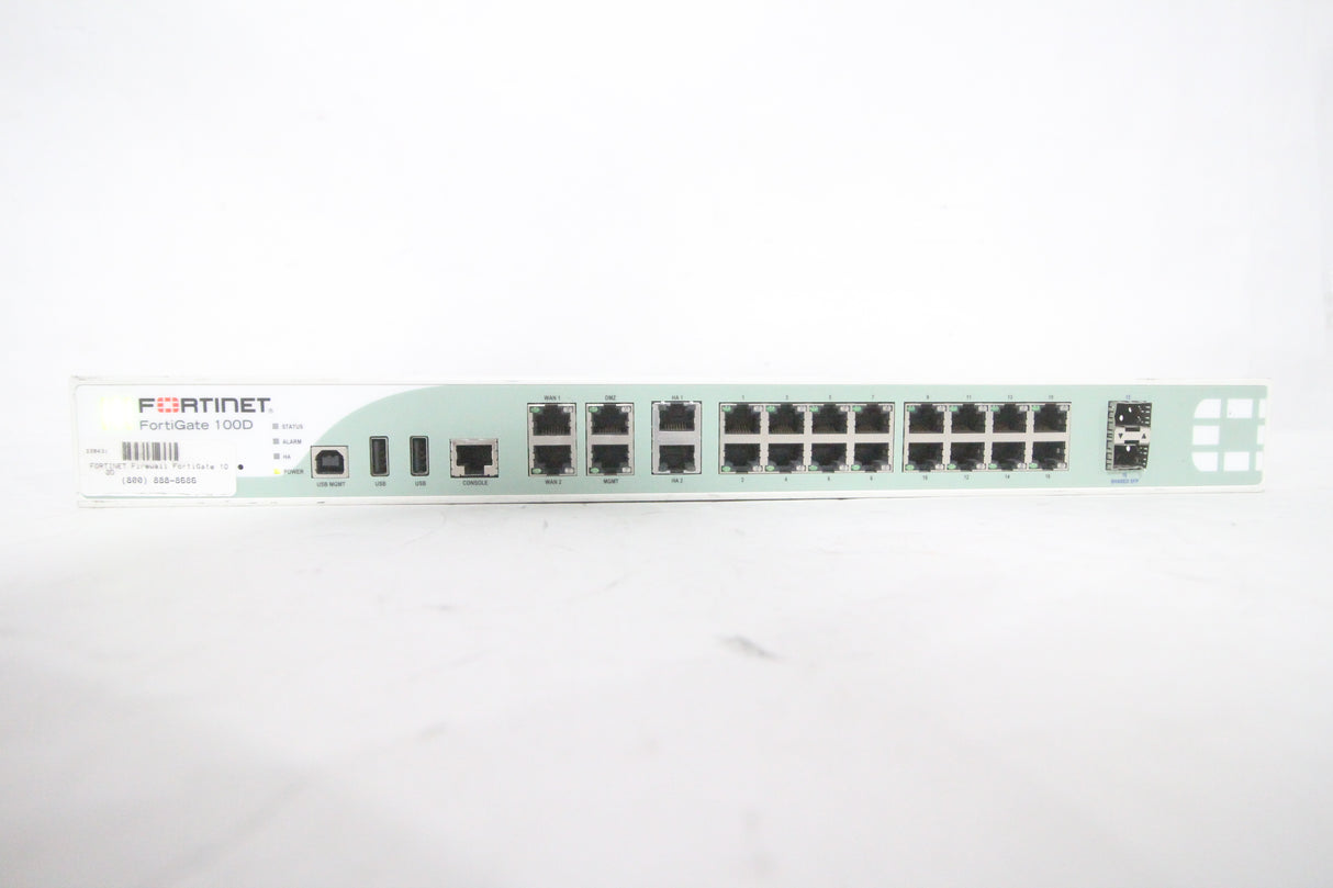 FORTINET FG-100D Security Firewall Appliance VPN  16 Port Gigabit Ethernet 2x SFP 2x WAN 2x HA (FOR PARTS)