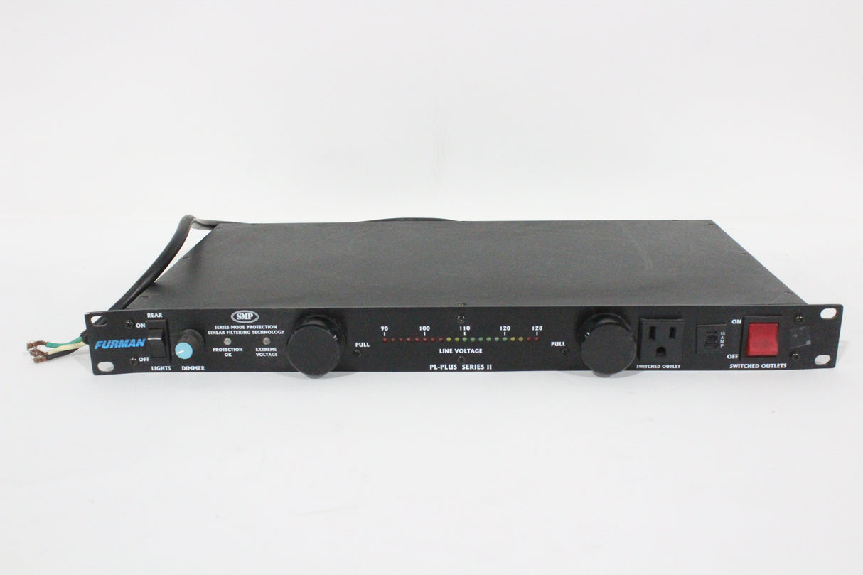 Furman PL-Plus II 8-Outlet Rack Mount Power Conditioner &amp; Surge Protector, with 2 LED Lights &amp; Voltage Meter - 15 Amp/120V