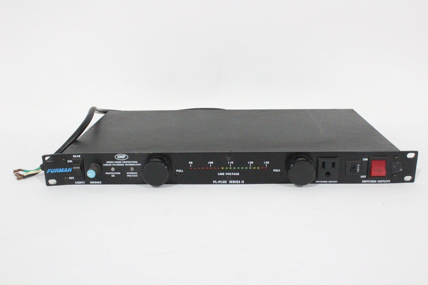 Furman PL-Plus II 8-Outlet Rack Mount Power Conditioner &amp; Surge Protector, with 2 LED Lights &amp; Voltage Meter - 15 Amp/120V
