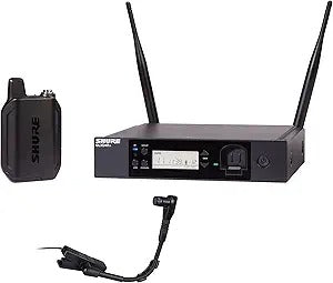 Shure GLXD14R+/B98 Dual-Band Wireless Instrument Rack System with Flexible Gooseneck Microphone (Z3: 2.4, 5.8 GHz)