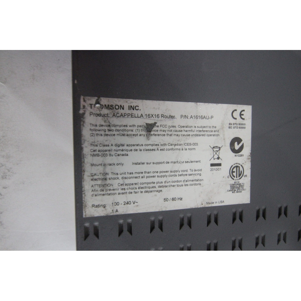 Grass Valley A1616AU-P Routing System Accappella