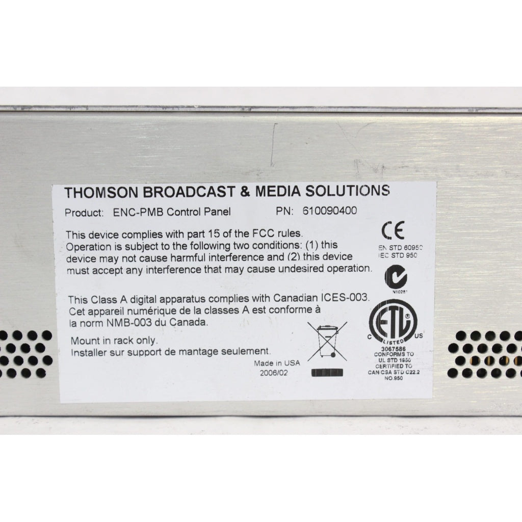 Grass Valley ENC-PMB Encore/Prelude Control Panel