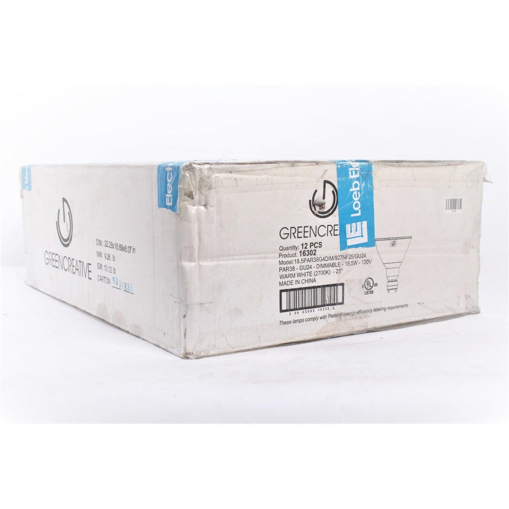 Green Creative PAR38-GU24 LED PAR38-GU24-18.5W-2700K-25° Bulb w/ TWIST Connector