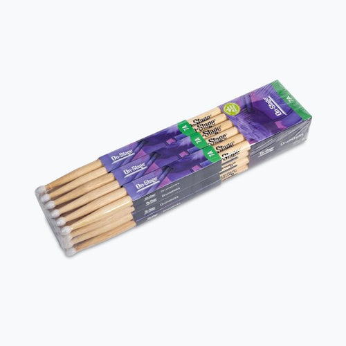 (NEW) On-Stage HN7A Hickory Drum Sticks (7A, Nylon Tip, 12pr)