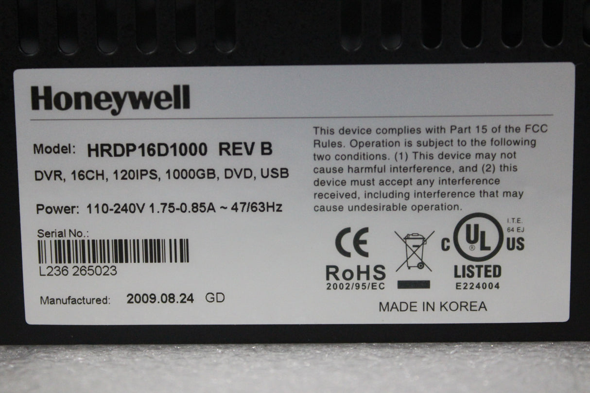 Honeywell HRDP Digital Video Recorder